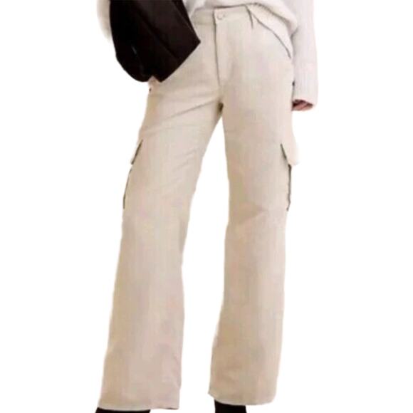 Banana Republic Women's Vegan Suede Mid-Rise Cargo Pants Khaki Size 6 - Picture 1 of 8